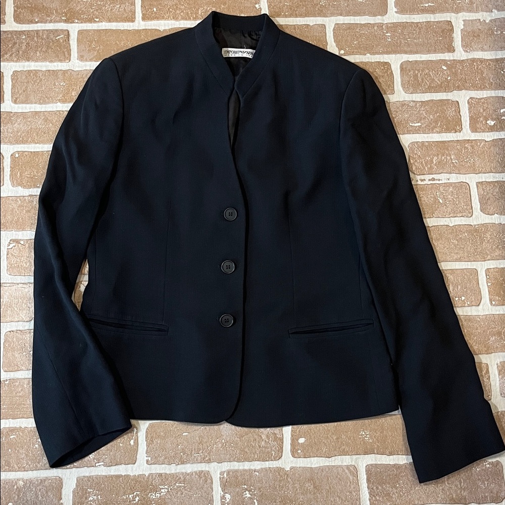 Emporio Armani Blazer Womens Size 44 Size 8 Black Lined 3 button Italy